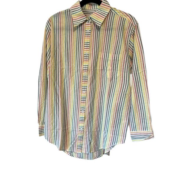 Revolve Solid & Striped The Oxford Tunic Rainbow Pinstripe Size XS - Picture 3 of 7